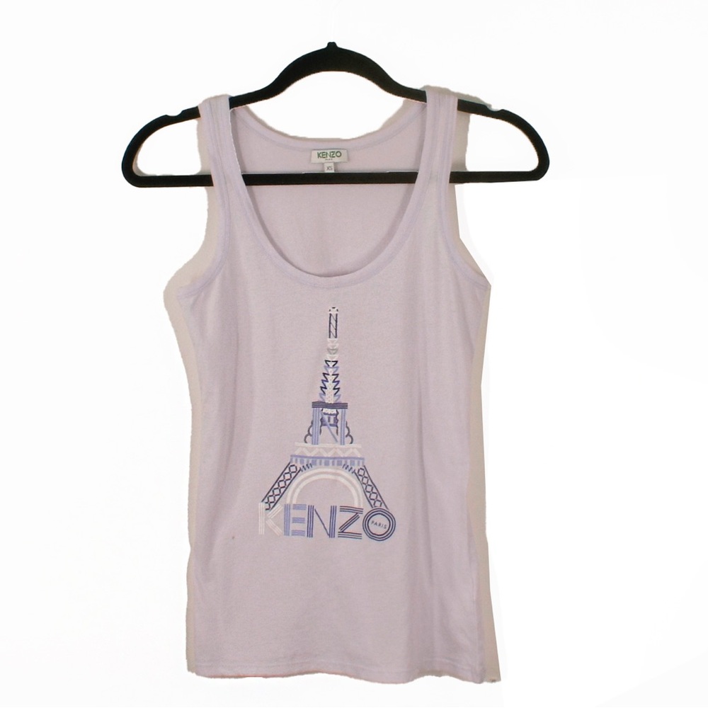 Kenzo Paris Lilac Purple Eiffel Tower Graphic Tank Top